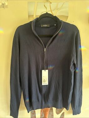 NWT Alpha Studio Blouson Zip Viscosa in Navy, size XL.